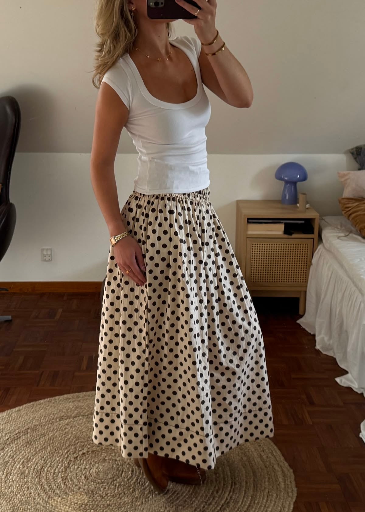 Jupe Polka Dots longue coton