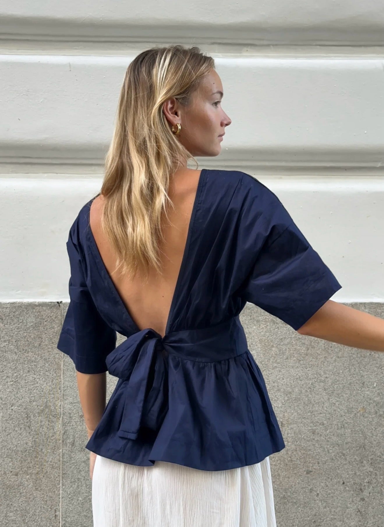 Blouse à noeud marine