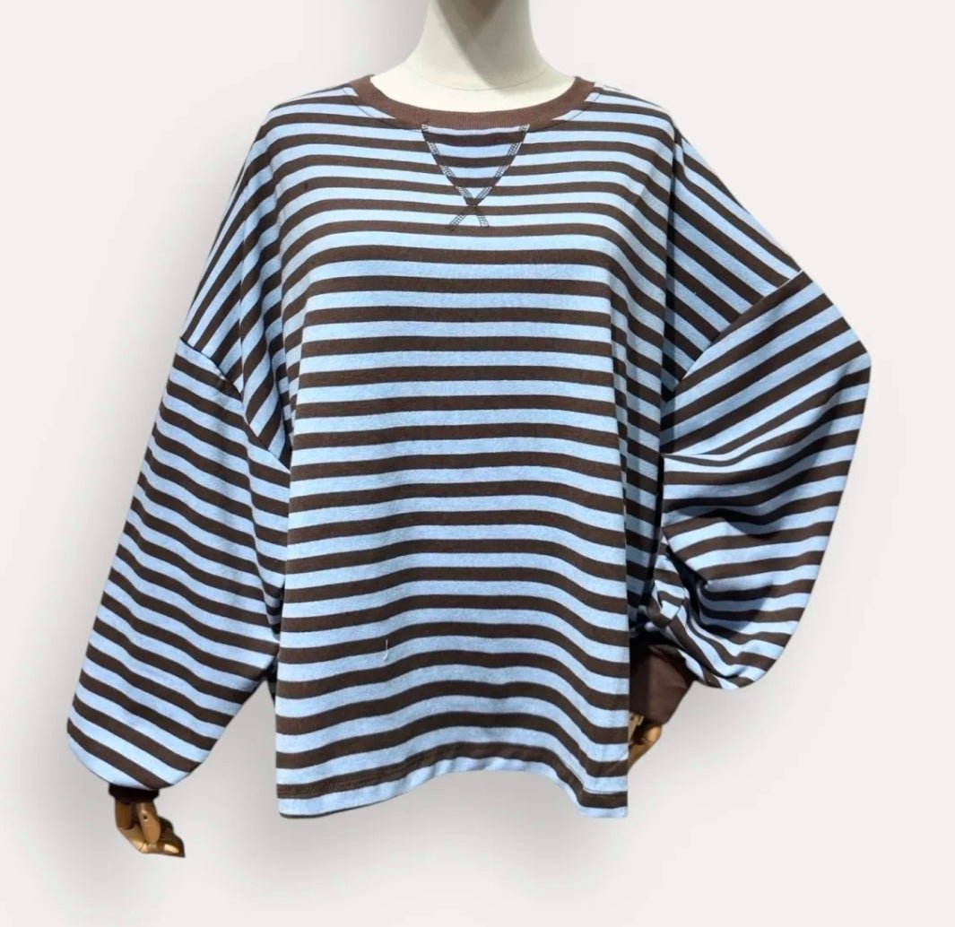 Pull rayure bleu choco