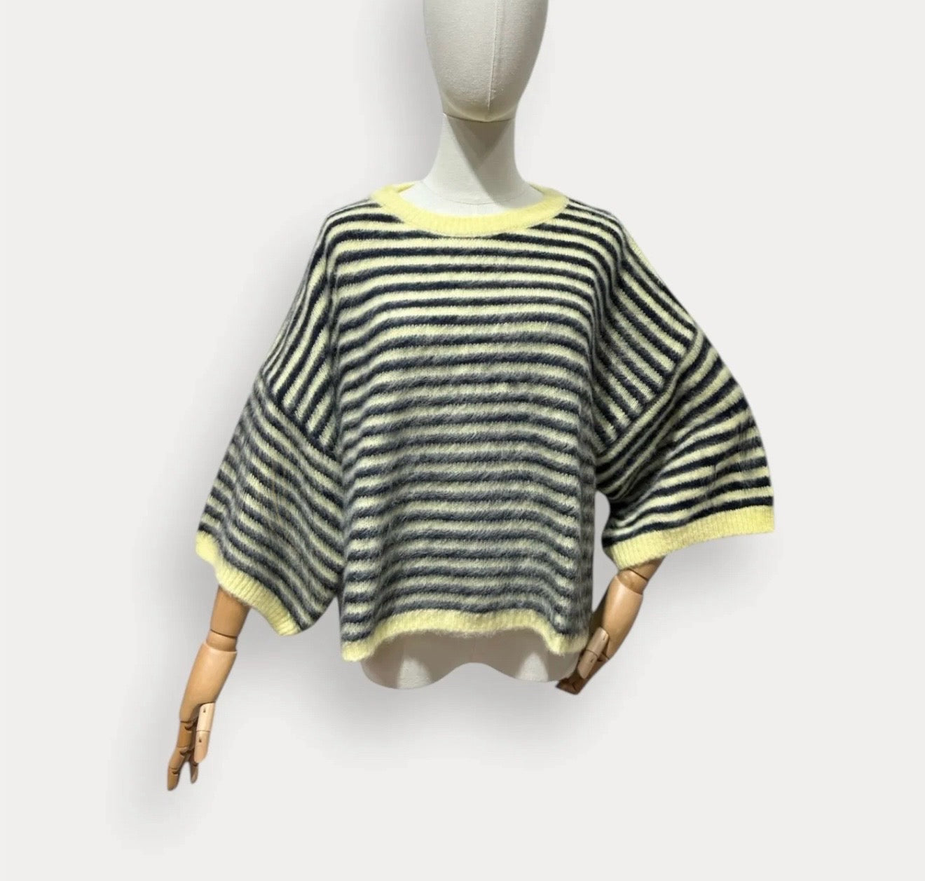 Pull rayure marine/jaune