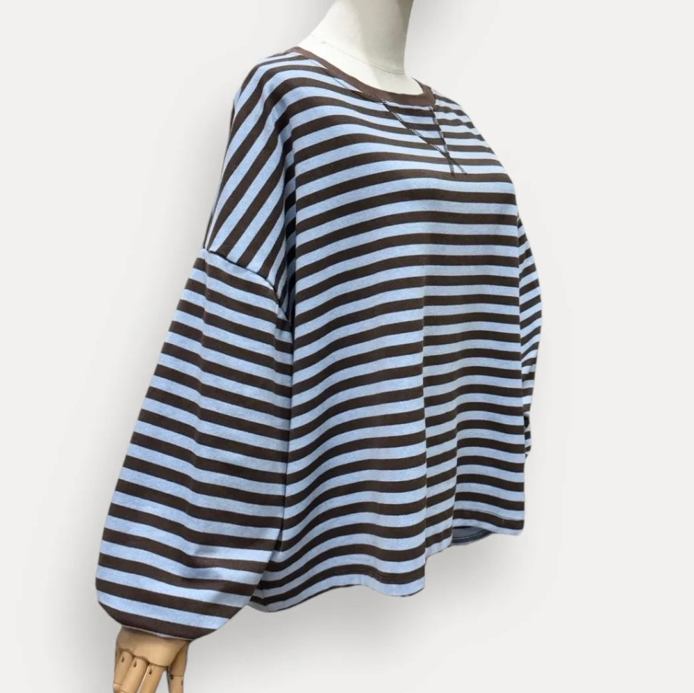 Pull rayure bleu choco