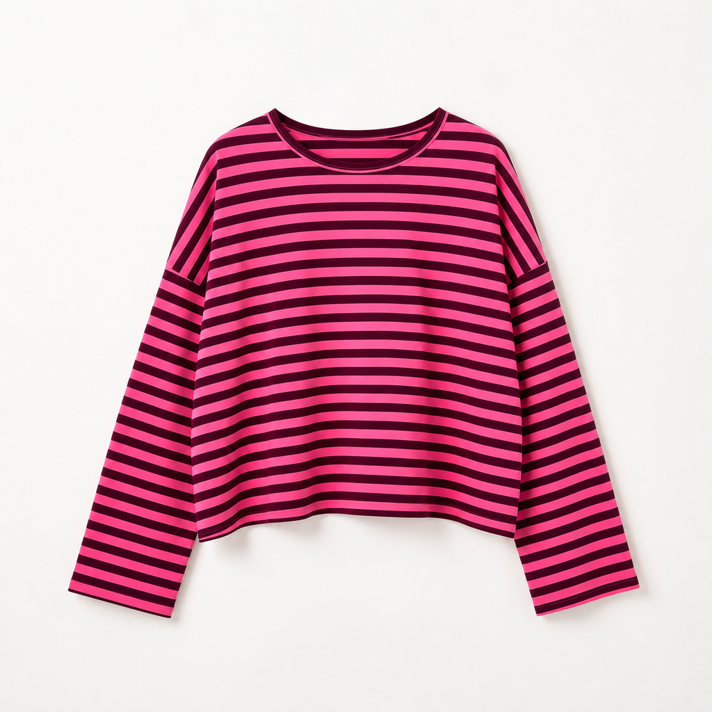 Pull longsleeve rayure fushia choco